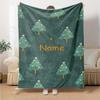 Custom Name Christmas Tree Theme Printed Blanket - Perfect for Couch, Bed, Travel & Outdoor Use | Machine Washable, Cozy & Durable.