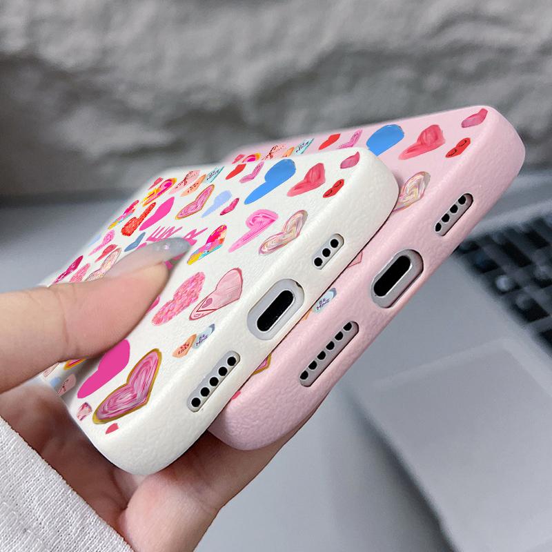 Miękkie etui na telefon z nadrukiem serca dla iPhone Air 17 16 15 14 Pro Max 13 12 Pro Max 11 17 16e Odporne na wstrząsy Silikonowe z teksturą skóry