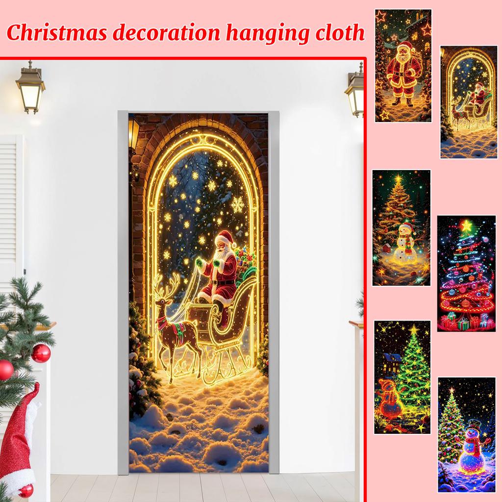 Christmas Fluorescent Door Frame, Door Cover Background, Holiday Party Decoration, Christmas Decoration Hanging Cloth