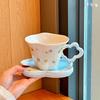 High-value French small floral coffee cup, ceramic cup and saucer set, practical gift box for girls' girlfriends