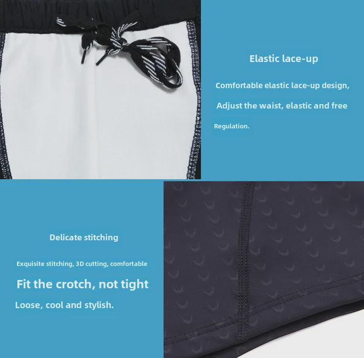 2024 Men's Sharkskin Swim Trunks with Cap - Five-Point Design