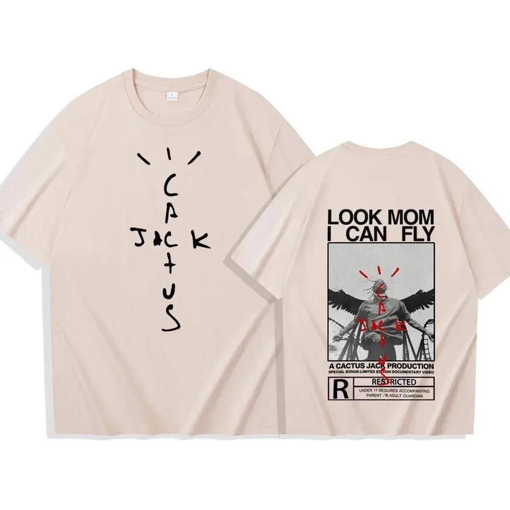 Unisex tričko Travis Look Mom I Can Fly Scott Pánské tričko Harajuku s kulatým výstřihem 100% čistá bavlna Horní díl Tričko s krátkým rukávem