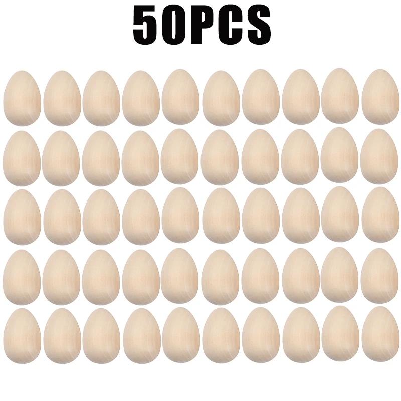 Realistic Wooden Easter Eggs DIY Graffiti Simulated Egg Handmade Holiday Decor Craft for Home Festival Design