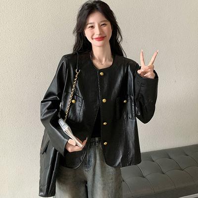 Trendy Loose PU Jacket for Women, Spring Autumn Street Style Coat, Fashionable Oversized Clothes