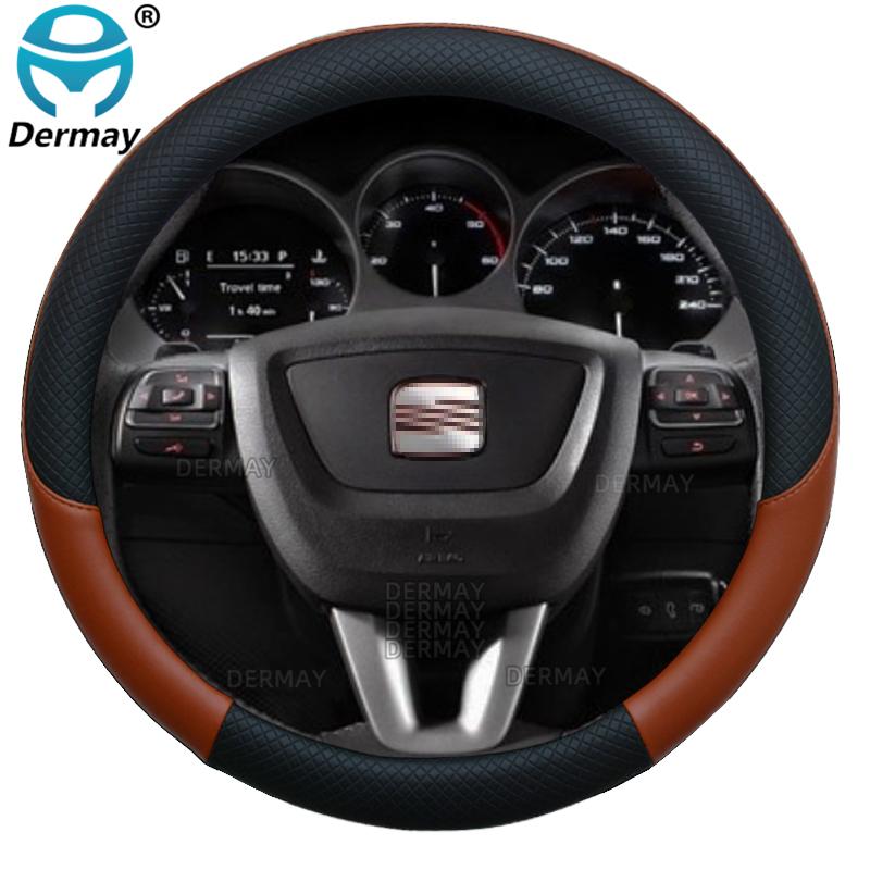 100% DERMAY Brand PU Leather Car Steering Wheel Cover for Seat Altea XL/Freetrack Altea Prototipo Auto Accessories