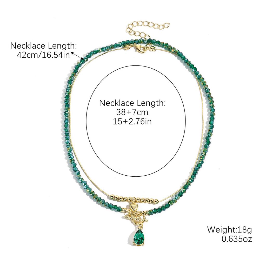 Summer Jewelry Crystal Beaded Double-Layer Necklace Temperament Advanced Sense Dopamine Crystal Necklace