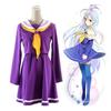 Breathable No Game No Life Shiro Cosplay Dress Shirt Tie Set With Perfect Stitches