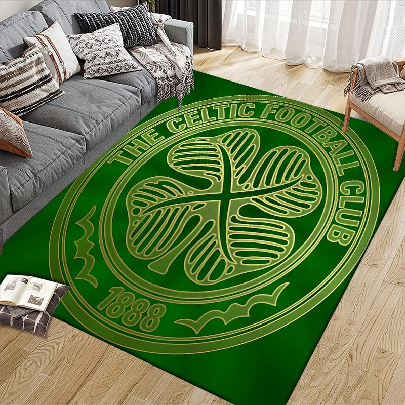Celtic FC logo Pattern Square Carpet,Area Rug,Carpet Rug for Living Room Bedroom Sofa Playroom Decor,Non-slip Floor Mat,Holiday Birthday Gifts