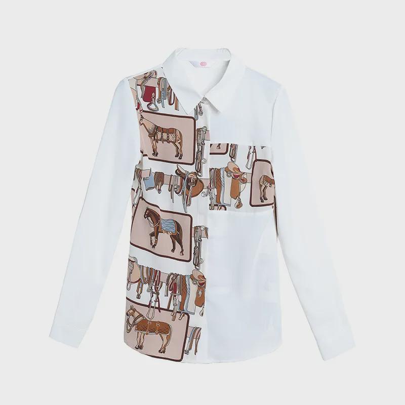 Women's Retro Floral Chiffon Long-Sleeve Shirt for Autumn & Spring
