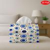 1pc Tissue Box, 2D Flat, Blue Evil Eye Pattern On Beige Background, Flat. Living Room, Bedroom, Bathroom, Car-Holiday Decor, Bathroom Accessory Vintag