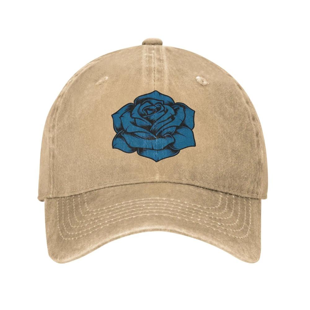 Summer Ado Blue Rose Baseball Cap Sun-Proof Custom DIY Washed Trucker Hat Men Adult Street Style Sport Baseball Caps Casual
