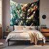 Boho Chic Wall Tapestry With Moon Phase Floral Starry Sky Design Bedroom Yoga Studio Decor