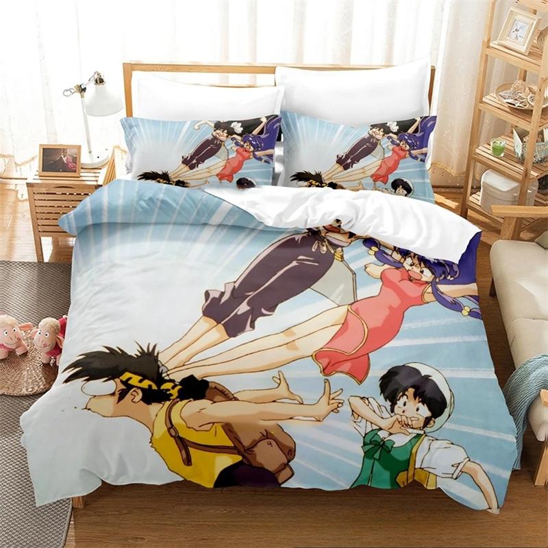 Drukowane 3D Zestawy Pościeli Anime Ranma 1/2 wykwintny zestaw pościeli poszewka na kołdrę zestaw kołdry luksusowy prezent urodzinowy