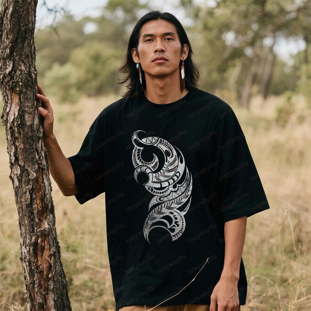 MAORI SYMBOL TSHIRT Natives Culture Graphic Printed Tshirt Native Tribe Tribal Haka Indians Shirt Men Summer Outdoor Clothing