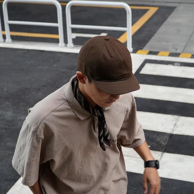Retro Short Brim Baseball Caps for Man Women Solid Color Adjustable Outdoor Sun Visor Hats Cotton Streetwear Hip Hop Hats