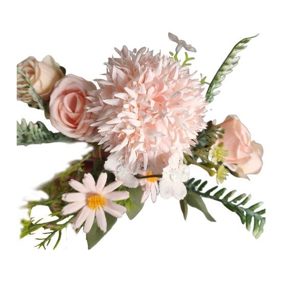 Artificial Rose Flower with Green Leaves UV Resistant Fake Silk Flower Home Wedding Party Table Centerpiece Indoor Outdoor Faux Bloom Decoration