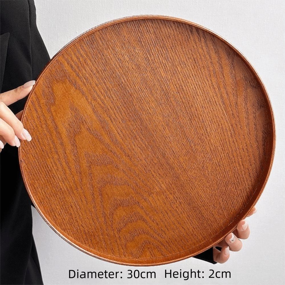 Vintage Round Serving Tray Wooden 21/24/27/30/33cm Wood Platte Tea Food Tray Breakfast Dinner