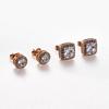 1 Pair Stainless Steel Square Round Zirconia Earrings Studs for Women Hypoallergenic Stud Earring Ear Piercing Metal Jewelry