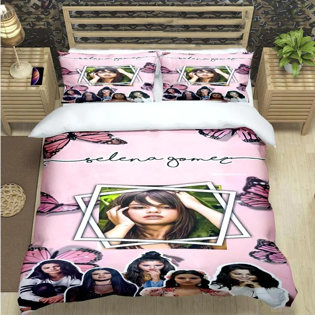 Berühmte Sängerin S-Selena G-Gomez Druck Bettwäsche Sets Bettwaren Set Bettbezug Bettdecke Set Bettwäsche Set Luxus Geschenk