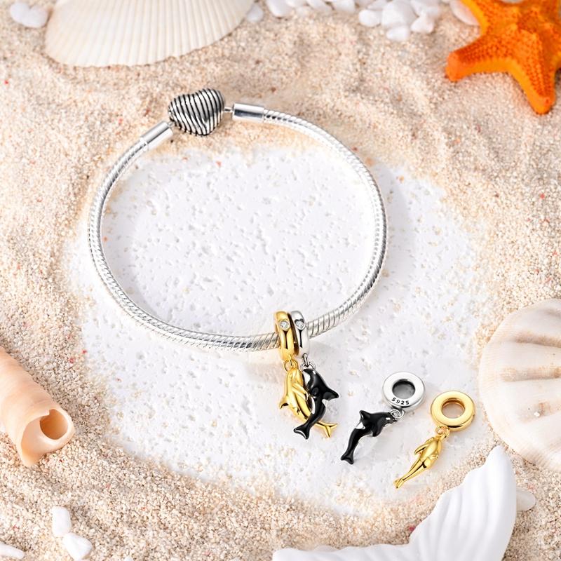 Original 925 Sterling Silver Charms Bead Magnetic Killer Whale Pendant Fit Original Bracelet Necklace For Women DIY Jewelry Gift