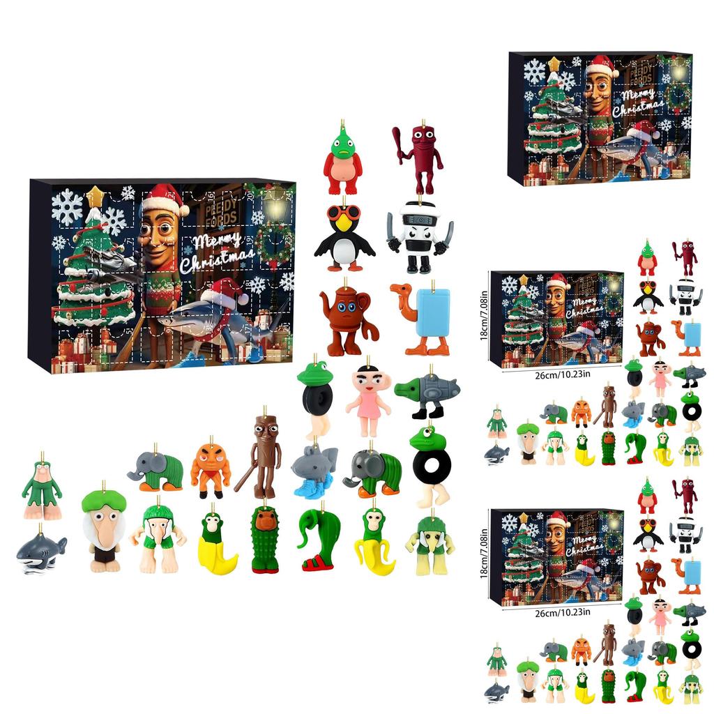 Italienischer Brainrot Al Acryl Weihnachts-Countdown-Kalender mit Charakterfiguren für Feiertagsdekoration