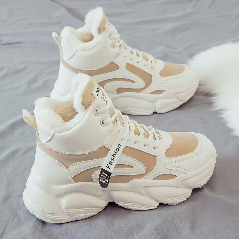 Fleece dad shoes women's winter new Korean version warm high-top sports shoes student cotton shoes ins trendy shoes
