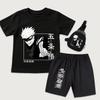 Jujutsu Kaisen Satoru Gojo Anime Print Kinder T-Shirt und Shorts Set mit Sommer Outfits für Jungen