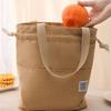 1pc Drawstring Canvas Insulated Lunch Bag Aluminium Foil Thermal Bento Box Tote Cooler Handbags For Office Outdoor Picnic
