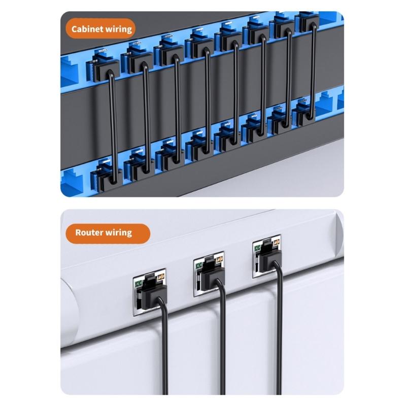 Space Saving Cat6A Ethernet Cable RJ45 10Gpbs Transmission Short Connector for Computer Broadband Router Accessories
