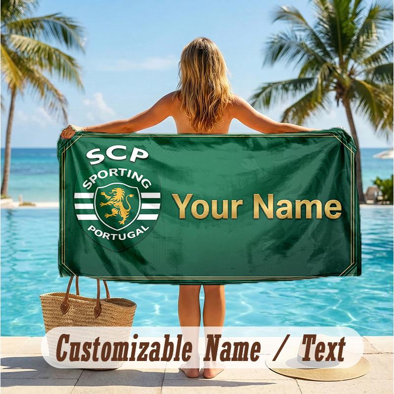 Custom Text Beach Towel, Soft Absorbent Swimming Multi-use TowelSporting CP