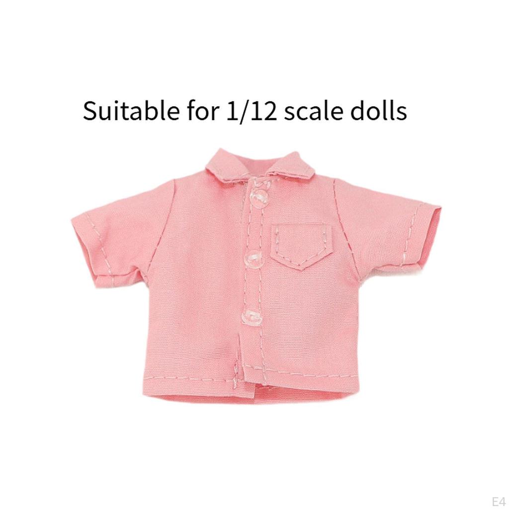 1/12 Scale Figure Short Sleeved Shirt Costume, Miniature Handmade Doll Clothes for 6" Model