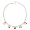 European and American Sweet Pearl Necklace Women, Versatile Cherry Pendant Collarbone Chain, Niche Simple Crystal Jewelry