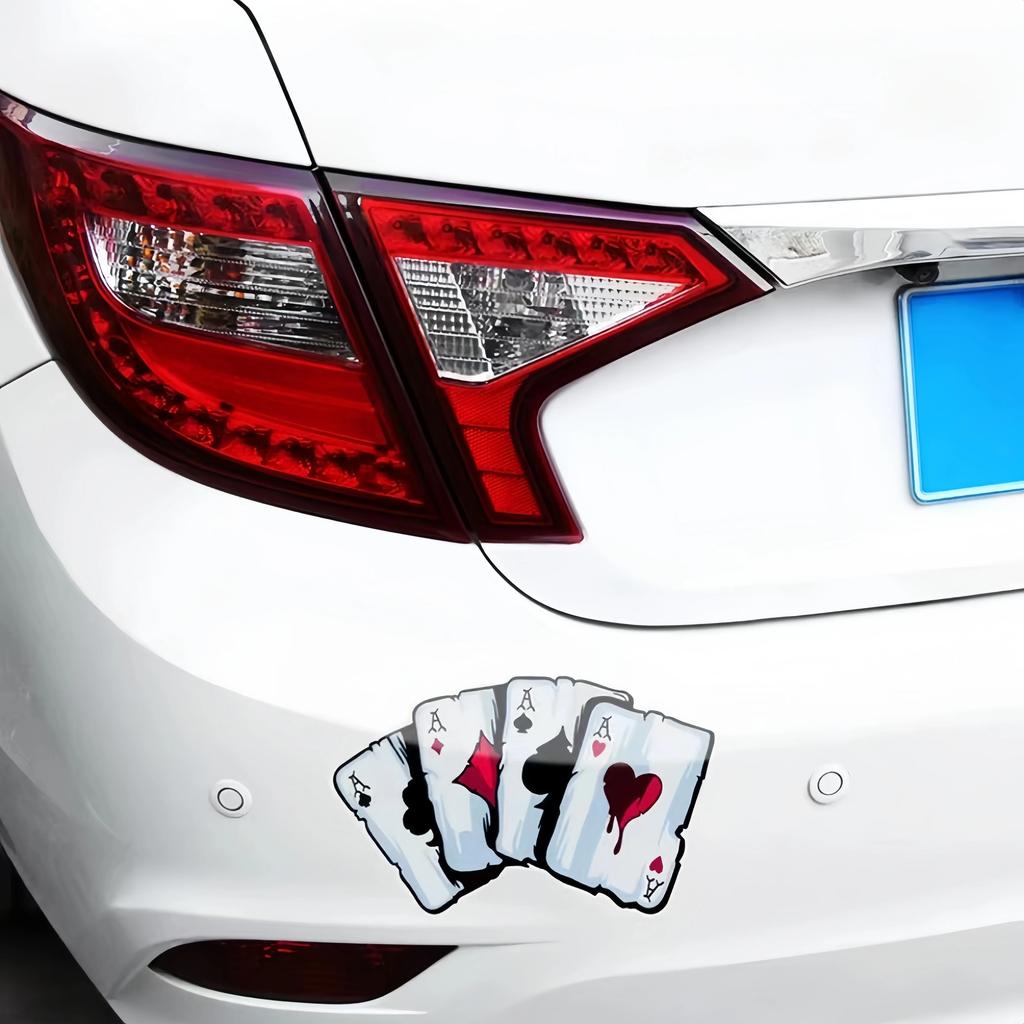 Reflective Car Stickers Playing Card a & Poker Monster Hat Design Multipurpose Vehicle Decals for Styling