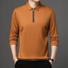 New T Shirt Zipper Polo Shirt Male Fashion Turn-Down Collar Long Sleeve Business Men Clothes
