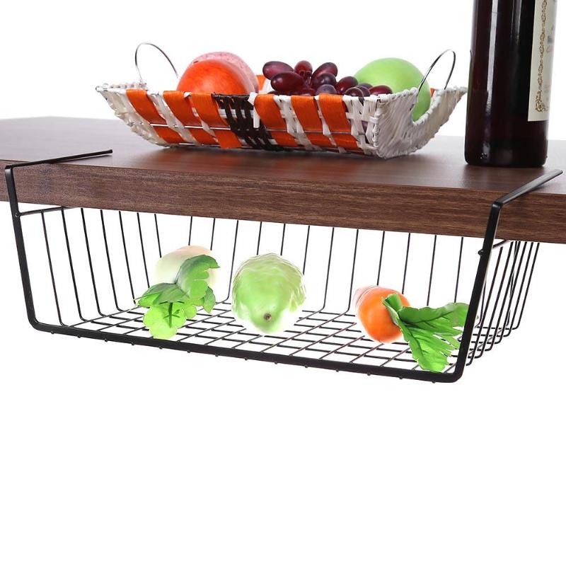 Hanging Under Shelf Storage Iron Cabinet Closet Desk Home Kitchen Hanging Mesh Basket Wire Bookcase Shelf Block Rack Organizer
