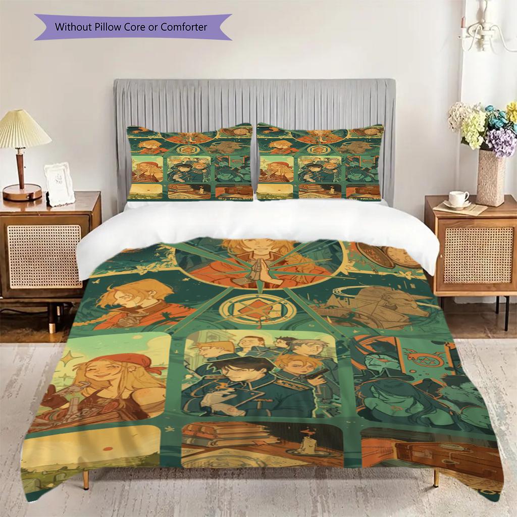 Fullmetal Alchemist Threepiece Set 1 Duvet Cover 2 Pillowcase Without Core Duvet Cover And Pillowcase Gift Soft And Comfortable