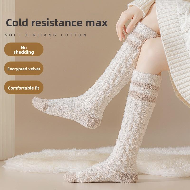 Female Winter Thickened Warm Sleeping Home Floor Long Leg Socks