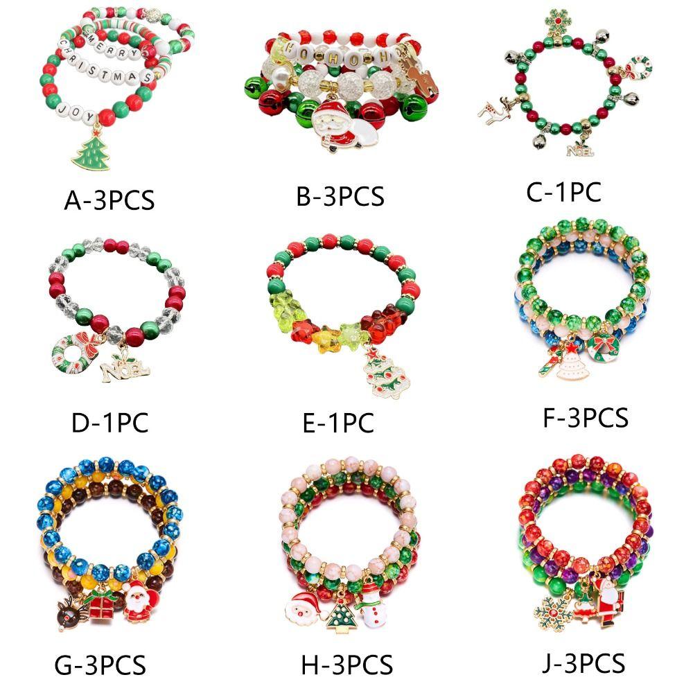 Hand Decoration Acrylic Beaded Bracelet Cute Letter Elastic Bracelet Christmas Bracelets  Women