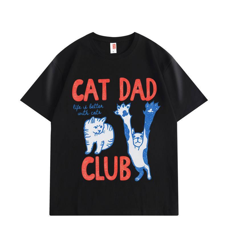 

Cat Dad Club Funny T-shirts Men Women Clothing Casual Fashion T-shirt Summer High Quality Cotton Oversized T Shirts S