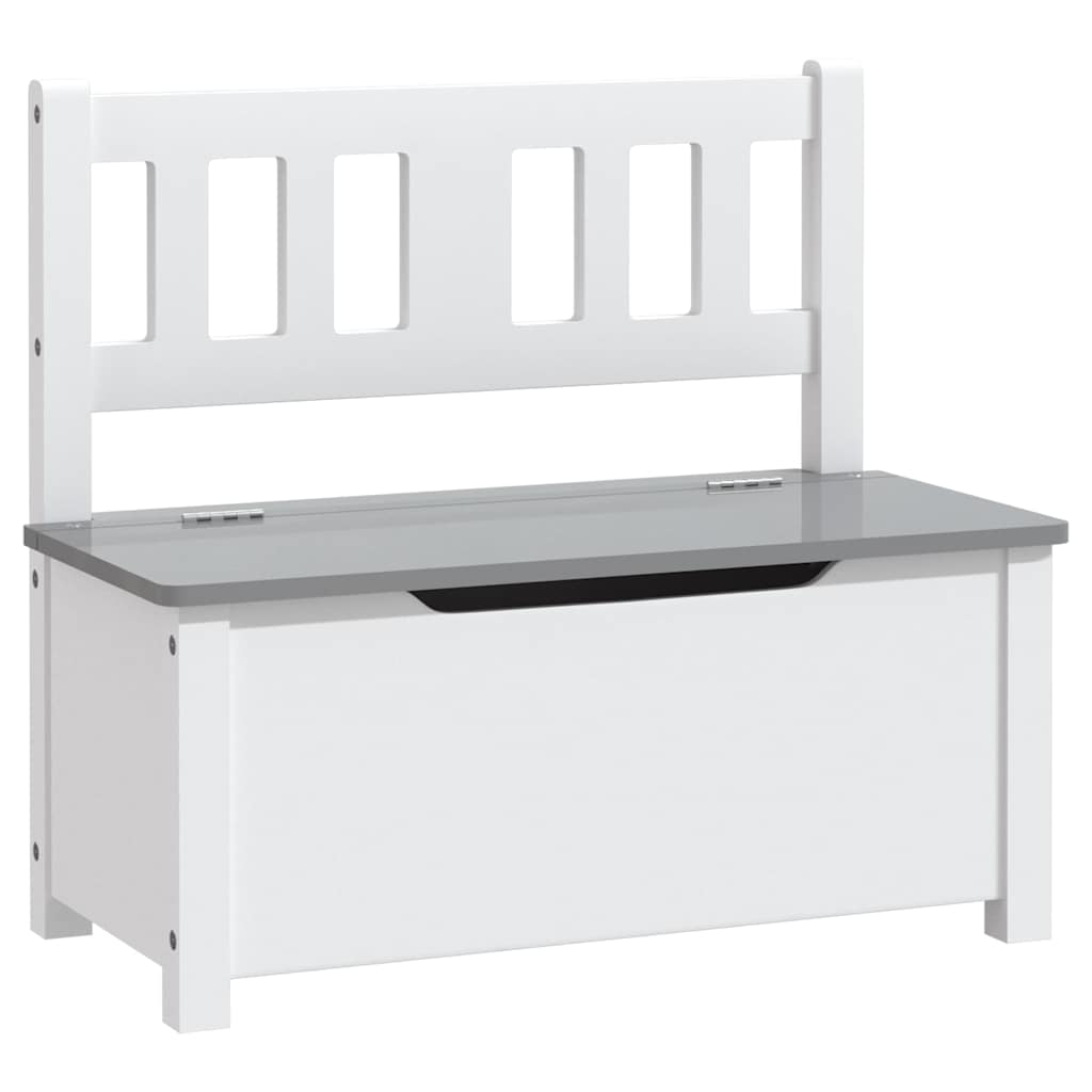 Kids Bench with Storage Space White and Grey 60 x 30 x 55 cm MDF