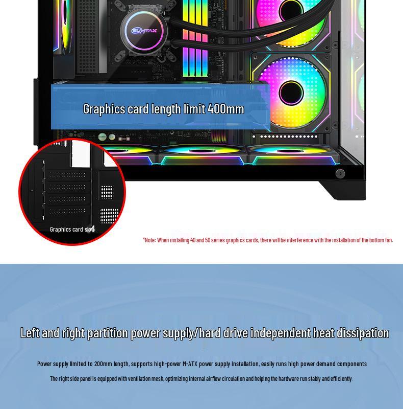 Panoramic Sea View 360 Water-Cooled Gaming Computer Case, M-ATX