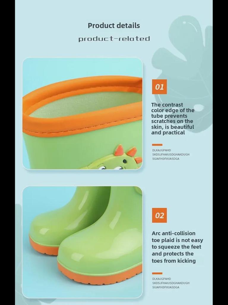 Kinder-Regenstiefel mit Cartoon-Motiv, rutschfest, wasserdicht, Gummi, für Jungen und Mädchen