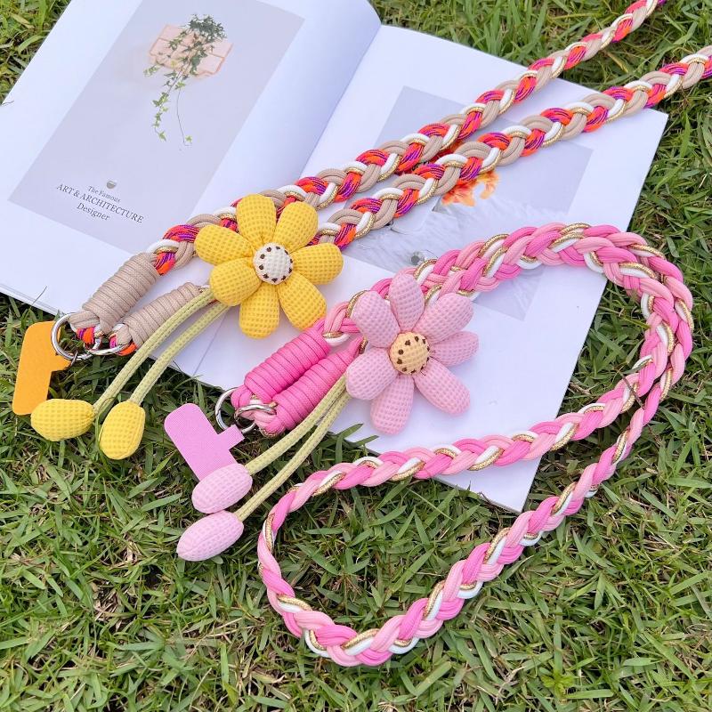 Twist Woven Sunflower Lanyard Long Crossbody Lanyard With A Variety Of Matching Ways Mobile Phone Outdoor Audio Key