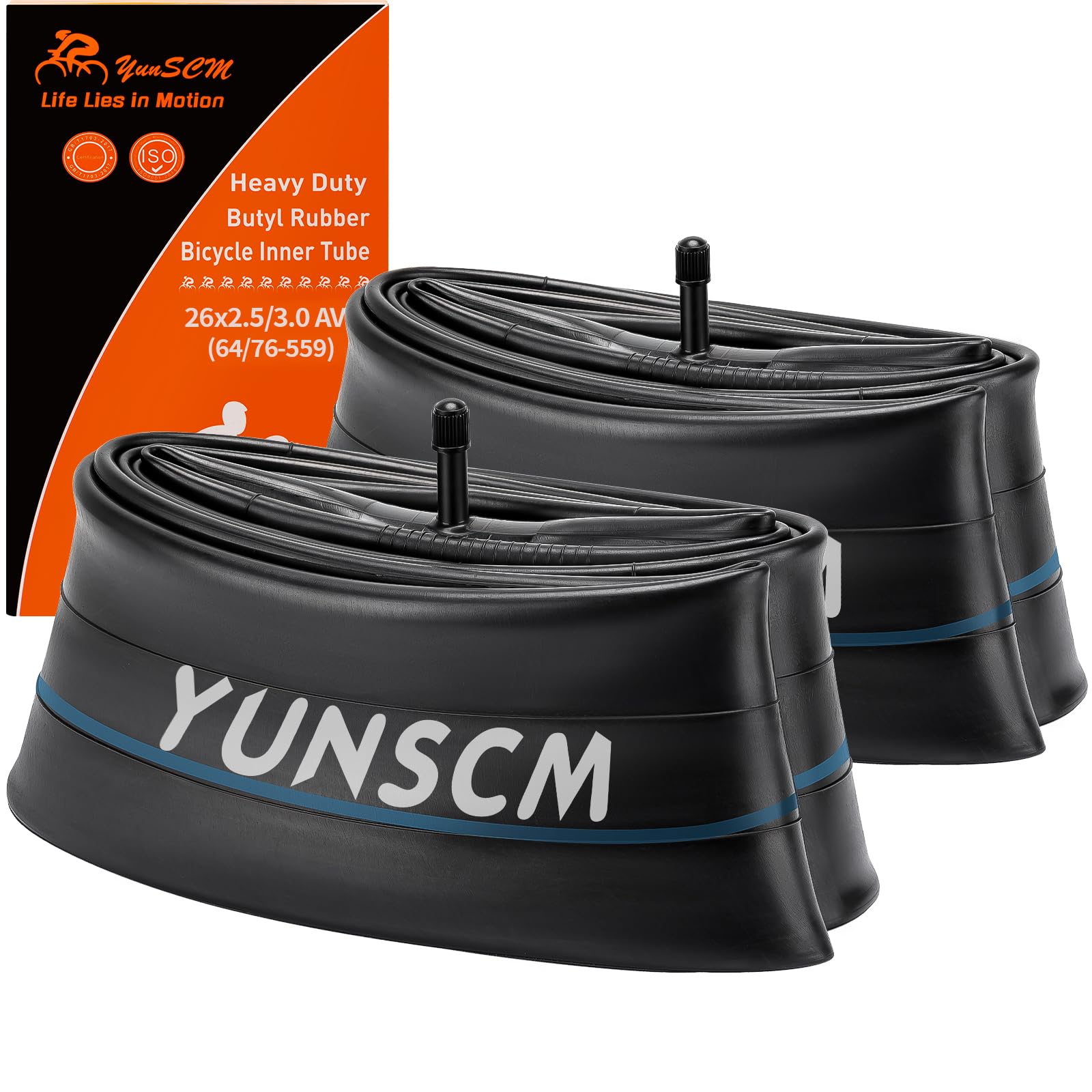 

YunSCM 2-Piece 26x2.5/3.0 Bicycle Tubes, 32mm Wall, with Schrader Valve, for Mountain Bikes and Cross Bikes