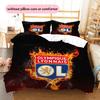Olympique Lyonnais Pattern Bedding Quilt Set  Home Decoration  Gift (1 * duvet cover + 2 * pillowcase  without core)