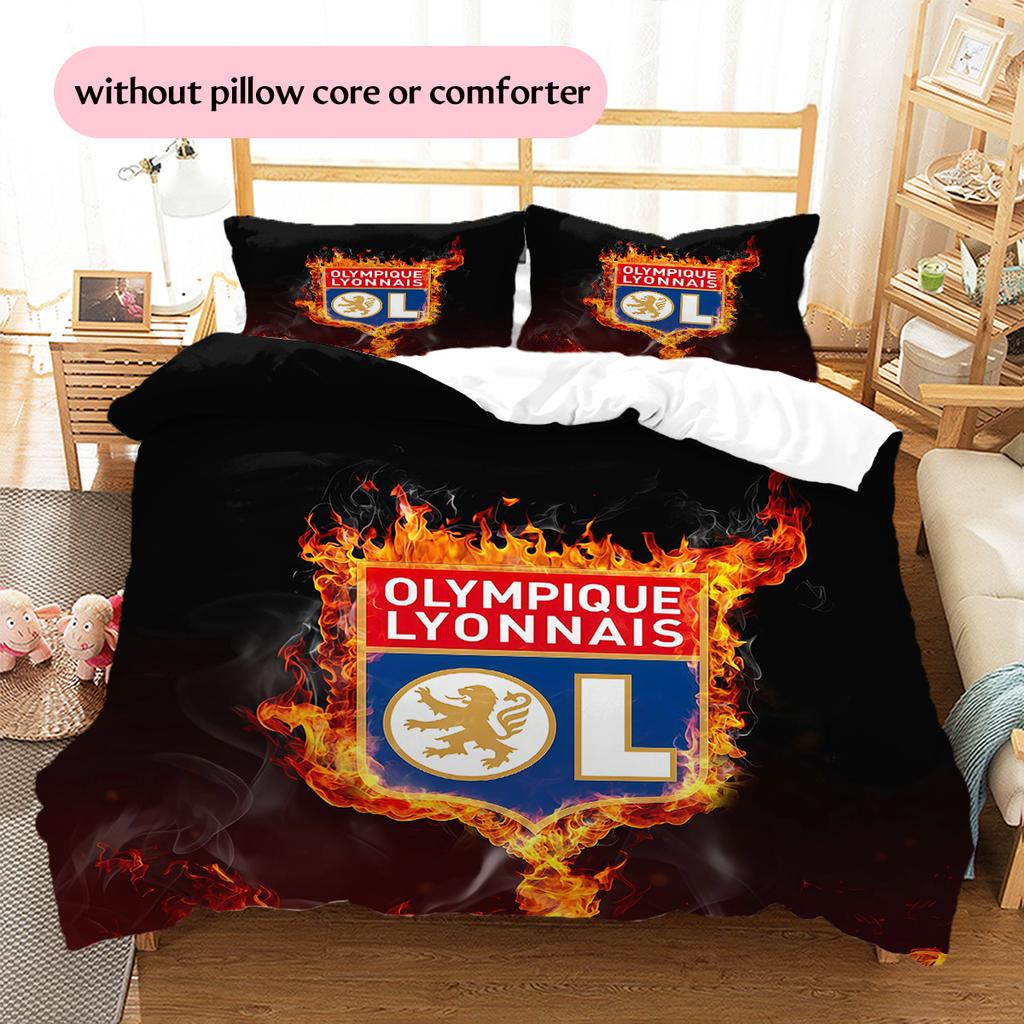 Olympique Lyonnais Pattern Bedding Quilt Set Home Decoration Gift (1 * duvet cover + 2 * pillowcase without core)