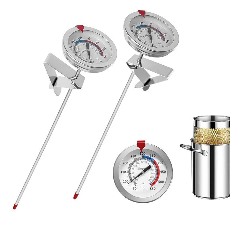 Good-Candy Ölthermometer Frittierthermometer Set Kit Zum Frittieren, Mit Topfclip, 12 Zoll Sonde - Für Hohe Töpfe, Rind, Lamm, Fleisch Co