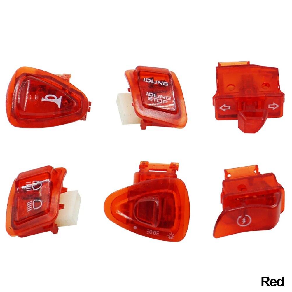 6Pcs/Set Motorcycle Head Light Horn Dimmer Turn Starter Single Switch Button For GY6 50cc 125cc 150cc ATV Moped Scooter