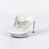 Rhinestone Sexy High Heel 13CM Thin Heel Waterproof Table Slippers Transparent Crystal Shoes Shoes Banquet High LFD-1099-Q22
