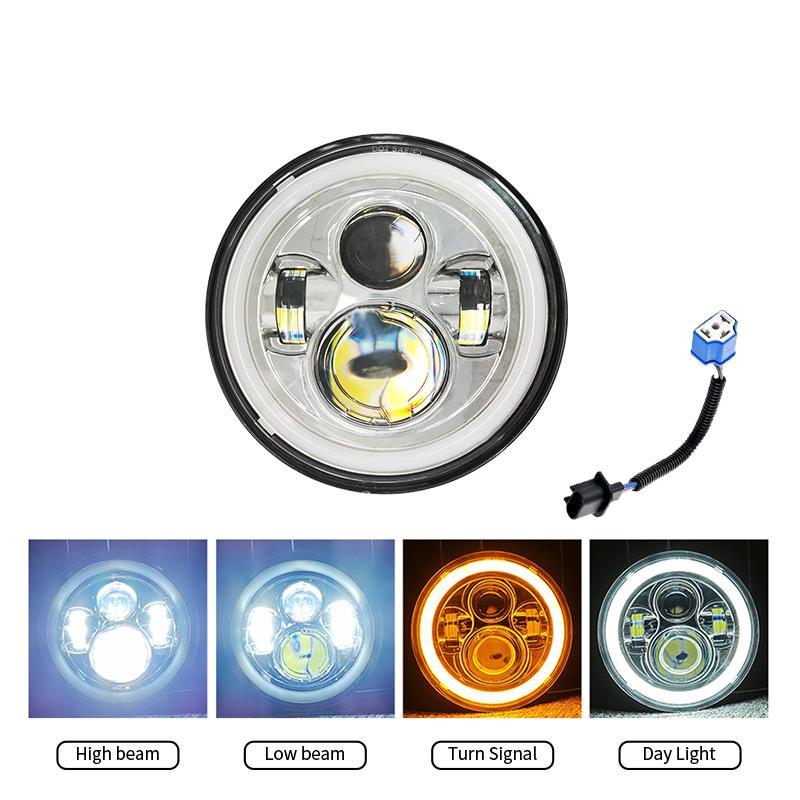 

7-дюймовая светодиодная фара H4 Hi-Lo с круглыми фарами Halo Angel Eyes для Lada 4x4 Urban Niva Jeep JK Land Rover Defender Hummer 1 piece